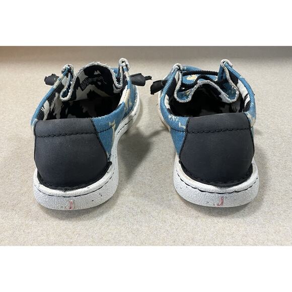 Justin Women’s Hazer Size 6.5 M Turquoise & Bronc Round Leather & Fabric Slip-On - Picture 3 of 9